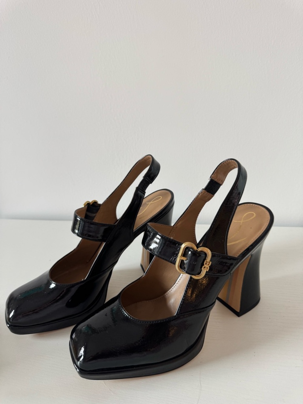 NWT Sam Edelman Jildie Mary Jane Black Slingback Heels Patent Leather - Picture 2 of 5